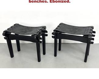 Lot 128 Pair of Angel Pazmino ottoman stool benches. Ebonized. 