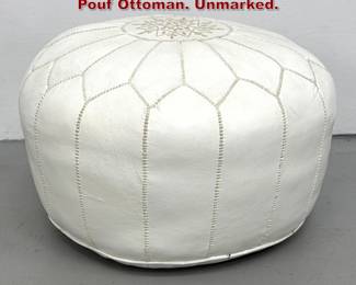 Lot 143 Moroccan HandStitched Leather Pouf Ottoman. Unmarked.