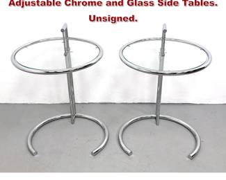 Lot 160 A Pair of Eileen Gray Style Adjustable Chrome and Glass Side Tables. Unsigned.
