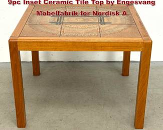 Lot 505 Danish Modern Teak Side Table with 9pc Inset Ceramic Tile Top by Engesvang Mobelfabrik for Nordisk A