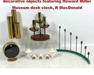 Lot 1263 5pc lot Mid Century Modern decorative objects featuring Howard Miller Museum desk clock, R MacDonald