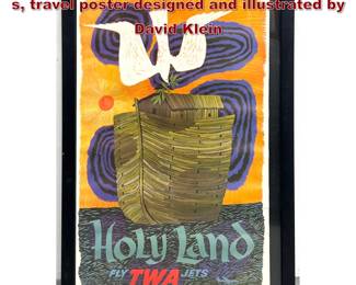 Lot 1087 Holy Land TWA travel 1950 s1960 s, travel poster designed and illustrated by David Klein