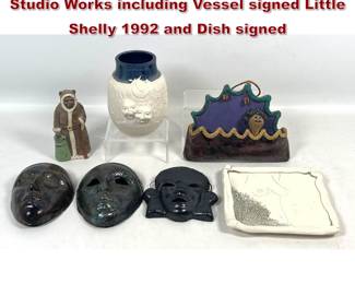 Lot 1252 7pcs Art Pottery and Ceramic Studio Works including Vessel signed Little Shelly 1992 and Dish signed