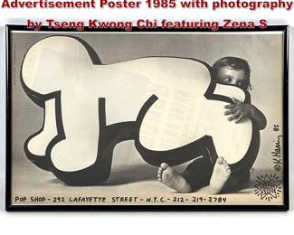 Lot 1132 Keith Haring Pop Shop Advertisement Poster 1985 with photography by Tseng Kwong Chi featuring Zena S