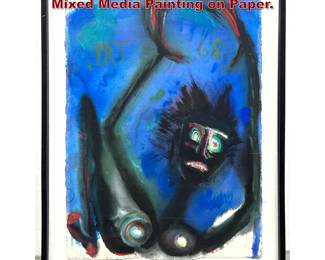 Lot 1180 M Allen 96 Abstract Modern Figural Mixed Media Painting on Paper. 