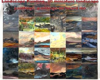 Lot 966 Contemporary MultiPanel Landscape Painting. 30 miniature landscape paintings. paintings on board mo