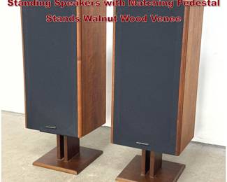 Lot 1165 Pair of Dahlquist M905 3 Way Floor Standing Speakers with Matching Pedestal Stands Walnut Wood Venee