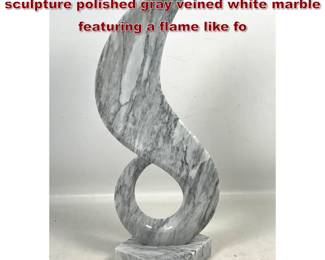 Lot 998 Contemporary abstract tabletop sculpture polished gray veined white marble featuring a flame like fo