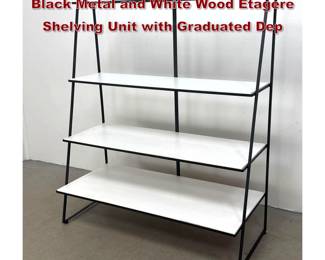 Lot 749 Modern Industrial 4 Tier Tapered Black Metal and White Wood Etagere Shelving Unit with Graduated Dep