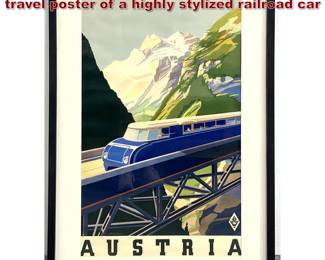 Lot 1088 Machine, age, art deco, Austria, travel poster of a highly stylized railroad car