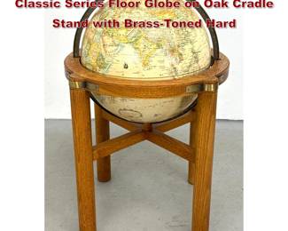 Lot 808 Replogle 16 inch Diameter World Classic Series Floor Globe on Oak Cradle Stand with BrassToned Hard