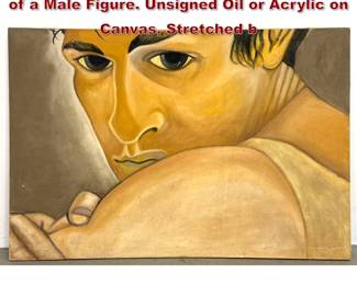Lot 1199 Large Modernist Figurative Portrait of a Male Figure. Unsigned Oil or Acrylic on Canvas. Stretched b