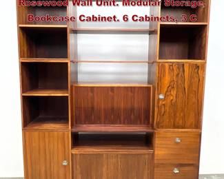 Lot 1074 FINN JUHL for FRANCE and SONS Rosewood Wall Unit. Modular Storage, Bookcase Cabinet. 6 Cabinets, 3 C