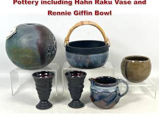 Lot 1253 6pc lot Contemporary Studio Pottery including Hahn Raku Vase and Rennie Giffin Bowl