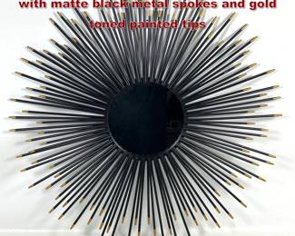 Lot 1177 Contemporary Sunburst wall mirror with matte black metal spokes and gold toned painted tips