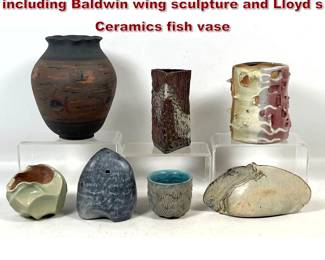 Lot 1245 7pc Contemporary Studio Pottery including Baldwin wing sculpture and Lloyd s Ceramics fish vase