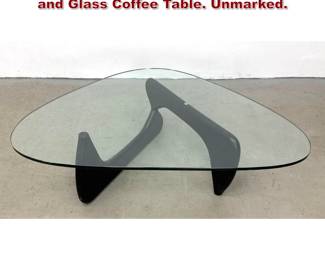 Lot 720 Isamu Noguchi Style Ebonized wood and Glass Coffee Table. Unmarked. 