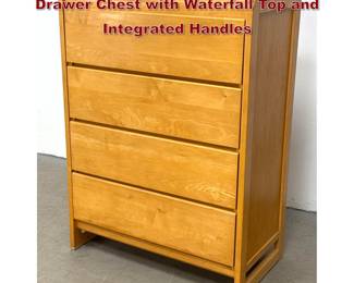 Lot 776 Light Honey Finish Solid Wood 4Drawer Chest with Waterfall Top and Integrated Handles