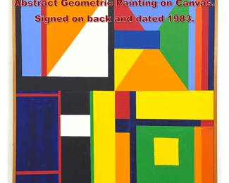 Lot 1225 Norman Solow 1983 Colorful Abstract Geometric Painting on Canvas. Signed on back and dated 1983.