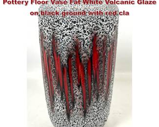 Lot 1018 Scheurich West Germany Art Pottery Floor Vase Fat White Volcanic Glaze on black ground with red cla