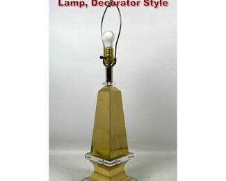 Lot 812 70s Obelisk Brass and Lucite Table Lamp, Decorator Style 