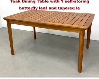 Lot 880 Article Marol Outdoor Extendable Teak Dining Table with 1 selfstoring butterfly leaf and tapered le