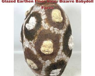 Lot 985 Mid Century Large Studio Pottery Glazed Earthen Floor Vase. Bizarre Babydoll Faces 