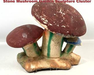 Lot 1073 Vintage Polychrome Painted Cast Stone Mushroom Garden Sculpture Cluster 