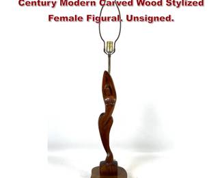 Lot 1002 Yasha Heifetz Table Lamp. Mid Century Modern Carved Wood Stylized Female Figural. Unsigned. 