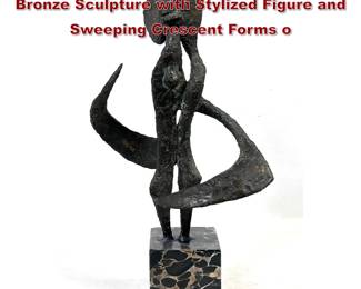 Lot 992 Artist Signed Modernist Abstract Bronze Sculpture with Stylized Figure and Sweeping Crescent Forms o