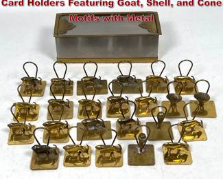 Lot 996 24pc Set Vintage Italian Brass Place Card Holders Featuring Goat, Shell, and Cone Motifs with Metal 