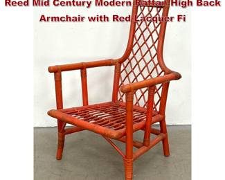Lot 746 Tommi Parzinger for Willow and Reed Mid Century Modern Rattan High Back Armchair with Red Lacquer Fi