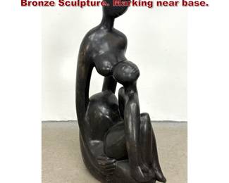 Lot 1168 Large Modernist Mother and Child Bronze Sculpture. Marking near base. 