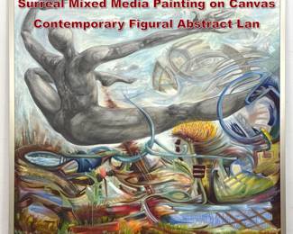 Lot 1201 Annelies Van Dommelen Large Surreal Mixed Media Painting on Canvas Contemporary Figural Abstract Lan