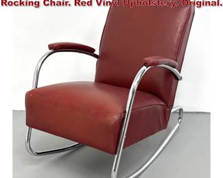 Lot 870 Royal Machine Age Tubular Chrome Rocking Chair. Red Vinyl Upholstery. Original. 