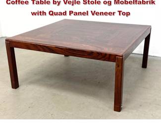 Lot 922 Danish Modern Square Rosewood Coffee Table by Vejle Stole og Mobelfabrik with Quad Panel Veneer Top