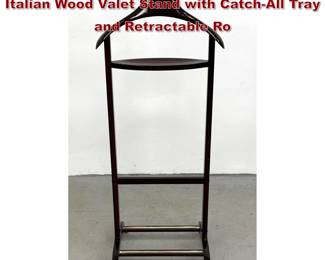 Lot 896 Fratelli Reguitti MidCentury Modern Italian Wood Valet Stand with CatchAll Tray and Retractable Ro