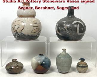 Lot 1249 6pc lot of Mid Century Modern Studio Art Pottery Stoneware Vases signed Szaner, Bornhart, Sager, and