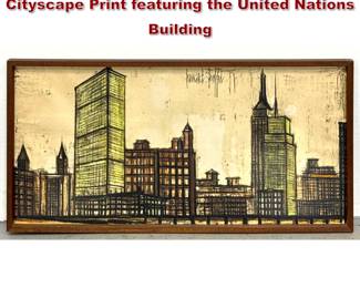 Lot 1232 Bernard Buffet New York Skyline Cityscape Print featuring the United Nations Building