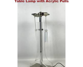 Lot 918 Laurel Lamp Chrome and Lucite Table Lamp with Acrylic Pulls