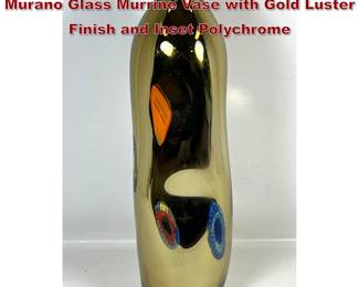 Lot 984 Large Davide Dona Hand Blown Murano Glass Murrine Vase with Gold Luster Finish and Inset Polychrome 