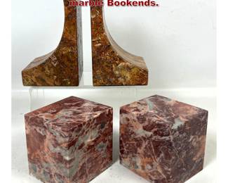 Lot 1105 4pcs Rosso Levanto style marble Bookends. 