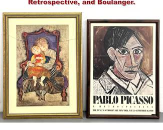 Lot 1096 2pcs Art Posters. Pablo Picasso Retrospective, and Boulanger. 