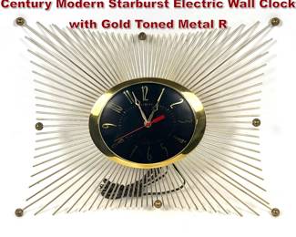 Lot 951 General Electric Model 2H68 Mid Century Modern Starburst Electric Wall Clock with Gold Toned Metal R