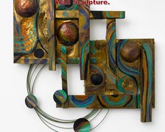 Lot 897 Artist Initialed Large Mixed Metal Wall Sculpture. 