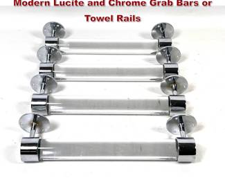 Lot 1266 4pc Set of 1970s Mid Century Modern Lucite and Chrome Grab Bars or Towel Rails