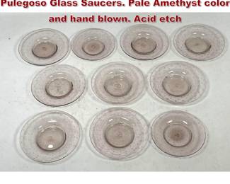 Lot 1117 Set 10 M.V.M. Cappellin Murano Pulegoso Glass Saucers. Pale Amethyst color and hand blown. Acid etch