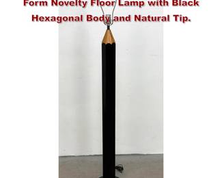 Lot 905 Vintage Large Painted Wood Pencil Form Novelty Floor Lamp with Black Hexagonal Body and Natural Tip.