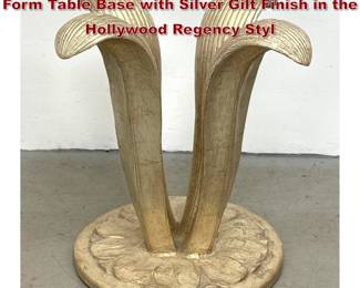 Lot 809 Spanish Carved Wood Agave Leaf Form Table Base with Silver Gilt Finish in the Hollywood Regency Styl