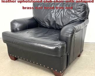 Lot 755 Southwood Reproductions black leather upholstered club chair with antiqued brass nail head trim and 